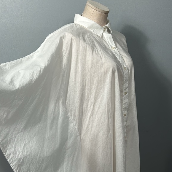 Land’s End Womens White Spread Collar Kaftan Sleeve Button-Up Shirt Size L 14-16 - Picture 15 of 16